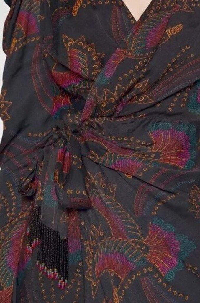 Farm Rio Sequin Toucans Wrap Mini Dress - Size Small