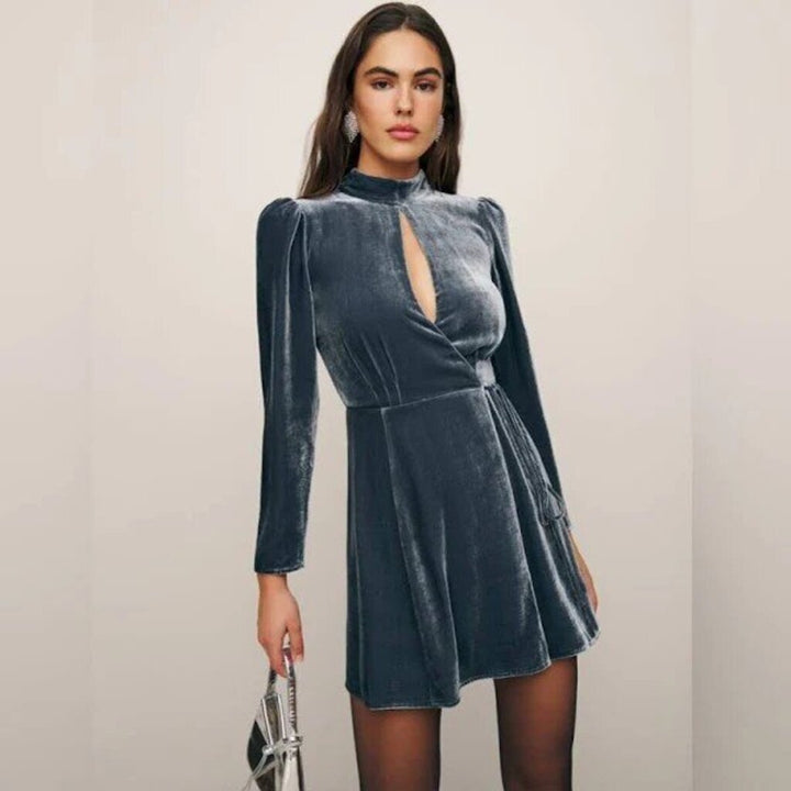 Reformation NWT Ottessa Dress in Shale Velvet - Size Large (Retails for $278)