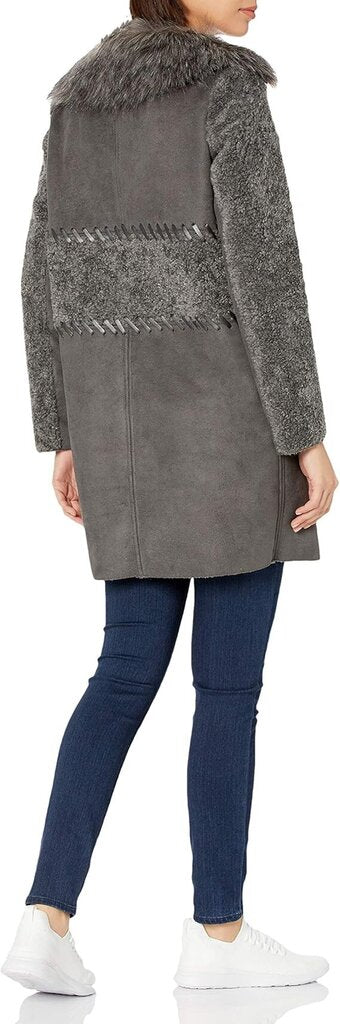 Elie Tahari Veronica Shearling Faux Fur Coat - Size Large