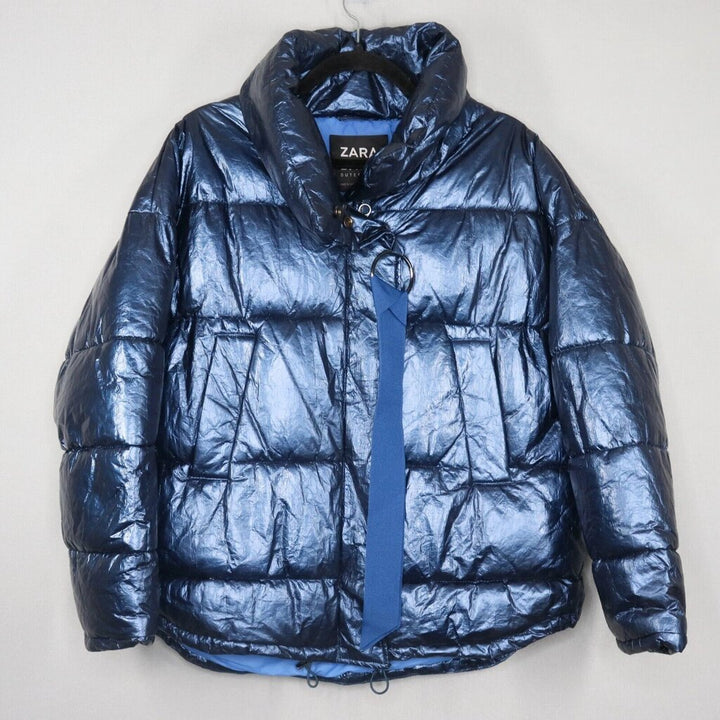 Zara Metallic Puffer Jacket - Size Medium
