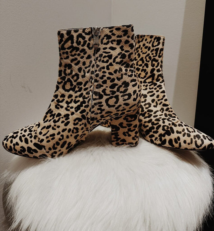 Halogen Leopard Calf Hair Boots - Size 10