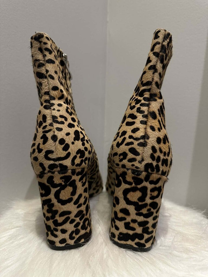 Halogen Leopard Calf Hair Boots - Size 10