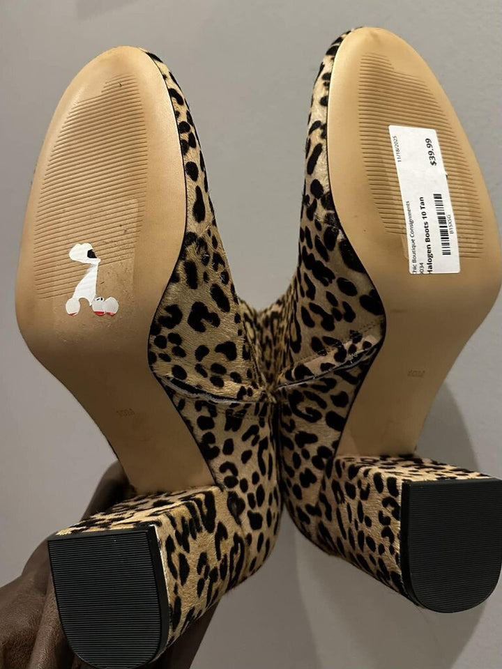Halogen Leopard Calf Hair Boots - Size 10