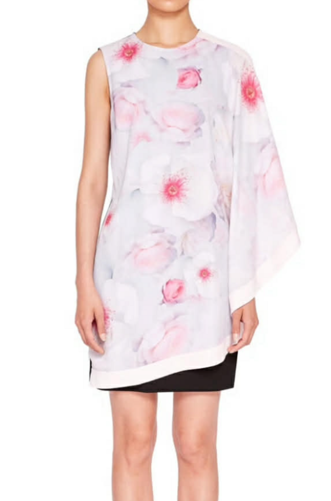 Ted Baker Chelsea Floral Asymmetrical Draped Dress - Size 2