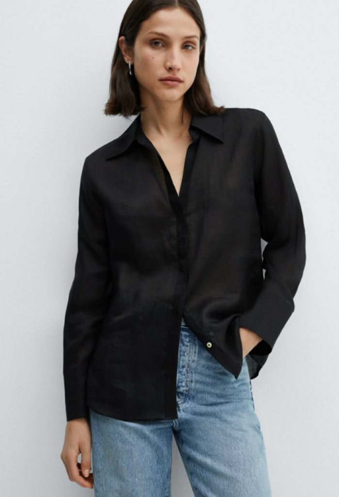 MNG NWT Ramie Shirt With Hidden Buttons - Size 6 (Retails For $69)