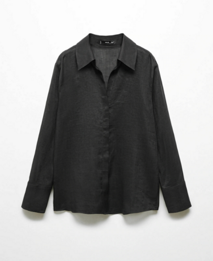 MNG NWT Ramie Shirt With Hidden Buttons - Size 6 (Retails For $69)