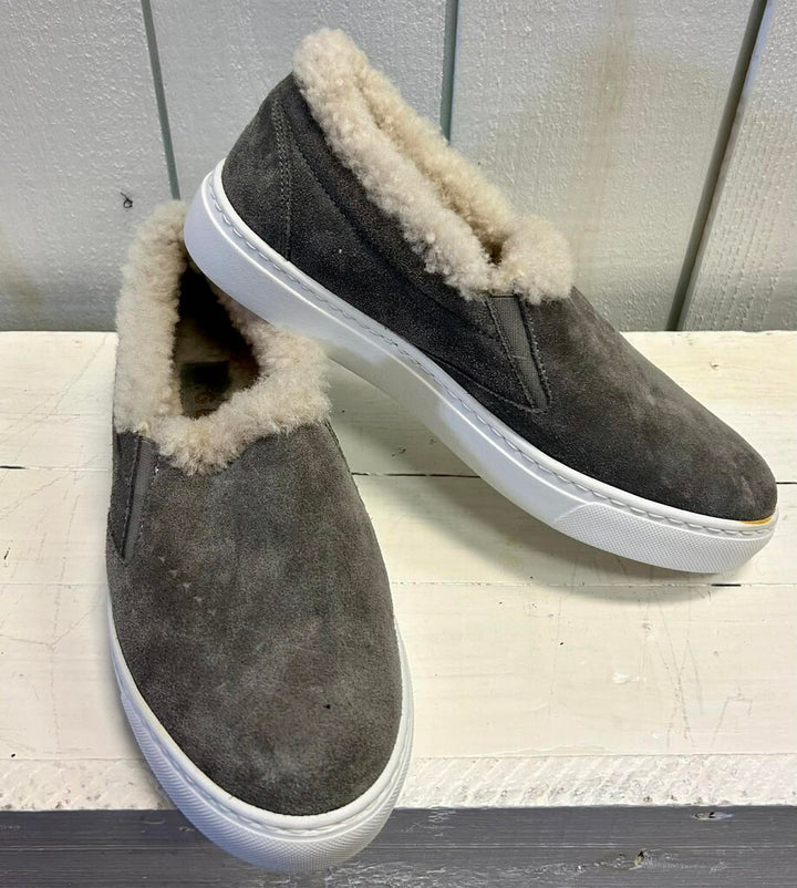 M. Gemi Cerchio Shearling-Lined Slip-On In Grey Suede (Retails for $200) - Size 37.5