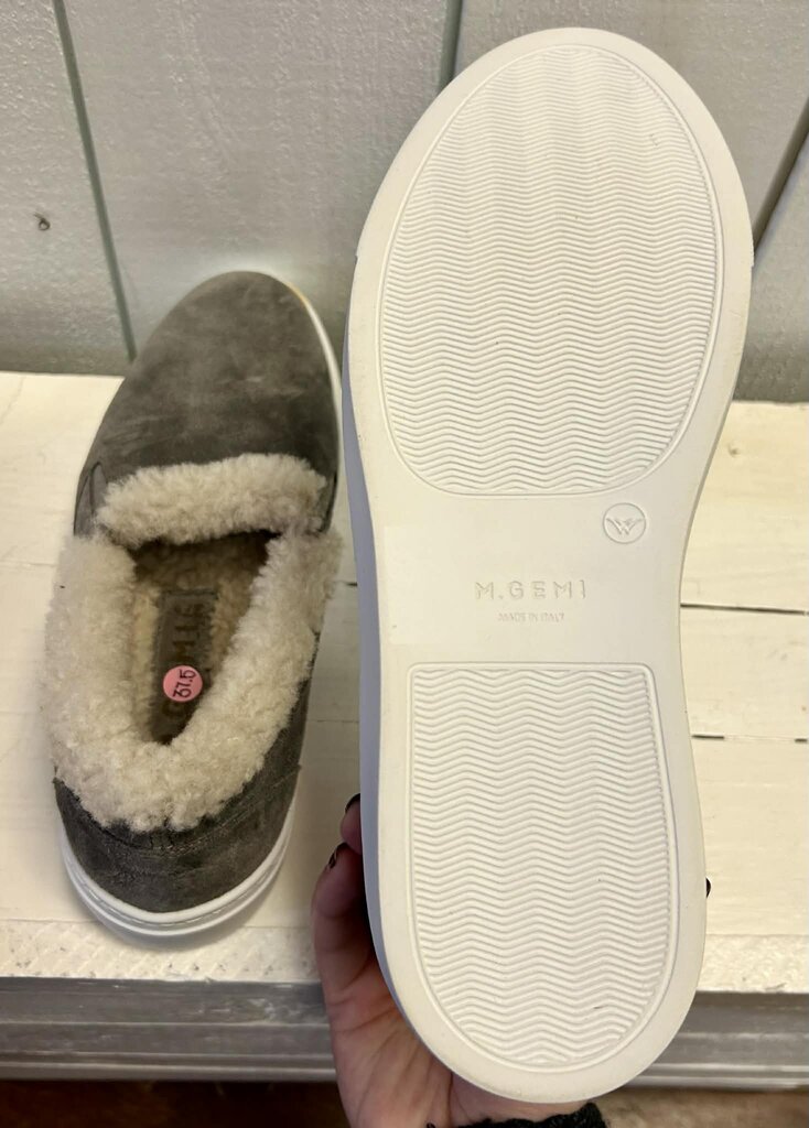 M. Gemi Cerchio Shearling-Lined Slip-On In Grey Suede (Retails for $200) - Size 37.5