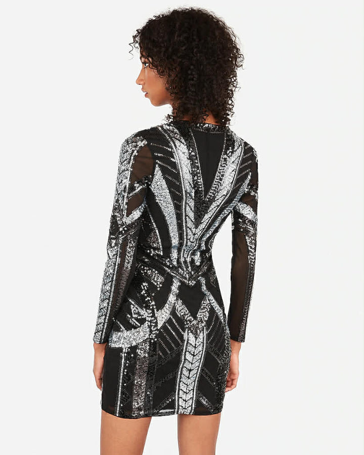 Express NWT Sequin V Neck Dress - Size Small