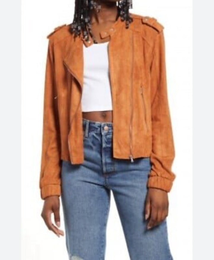 Blank NYC Faux Suede Moto Bomber Jacket - Size Small