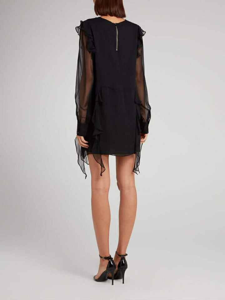 Thomas Wylde Ruffled Mini Dress In Black - Size Small