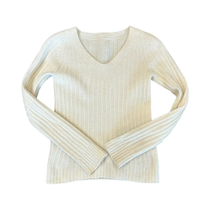 The Row V-Neck 100% Cashmere Long-Sleeve Sweater - Size XS
