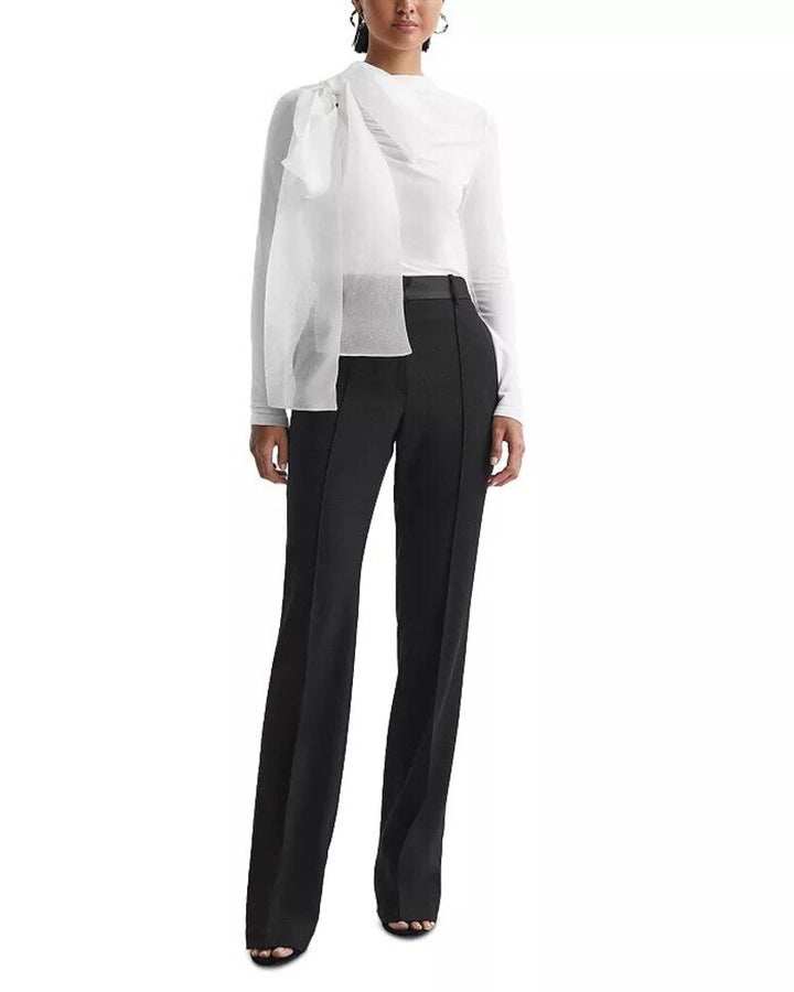 Reiss NWT Mabel Jersey Mix Bow Neck Top (Retails for $194) - Size 6