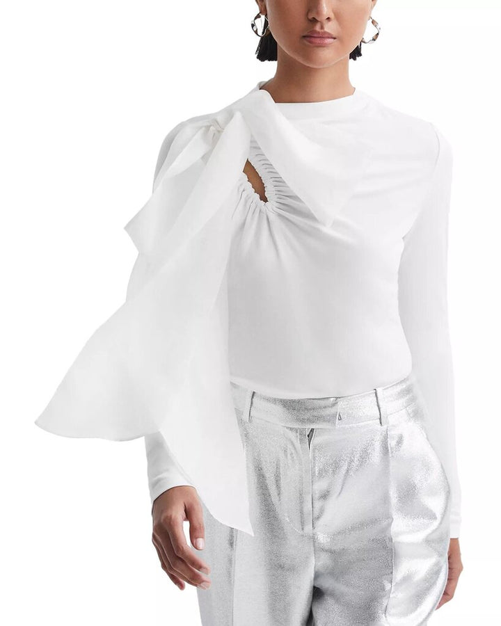 Reiss NWT Mabel Jersey Mix Bow Neck Top (Retails for $194) - Size 6