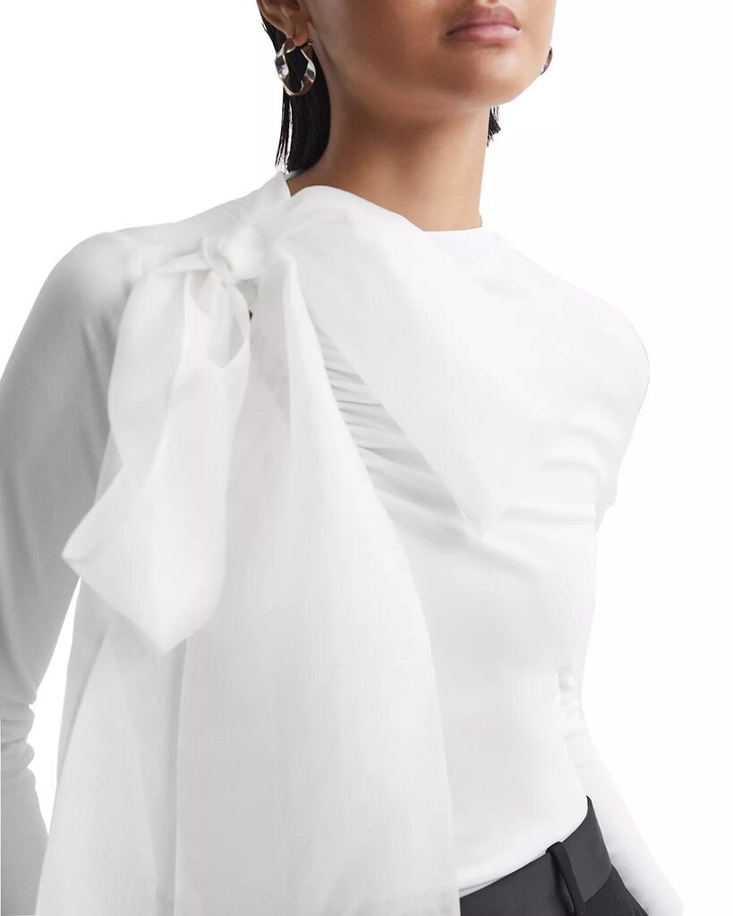 Reiss NWT Mabel Jersey Mix Bow Neck Top (Retails for $194) - Size 6