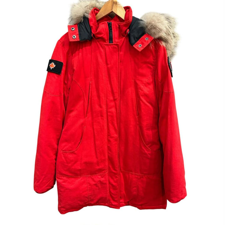 Numero Icon Winter Collection Parka in Red W/ Fur Trimmed Hood - Size Medium