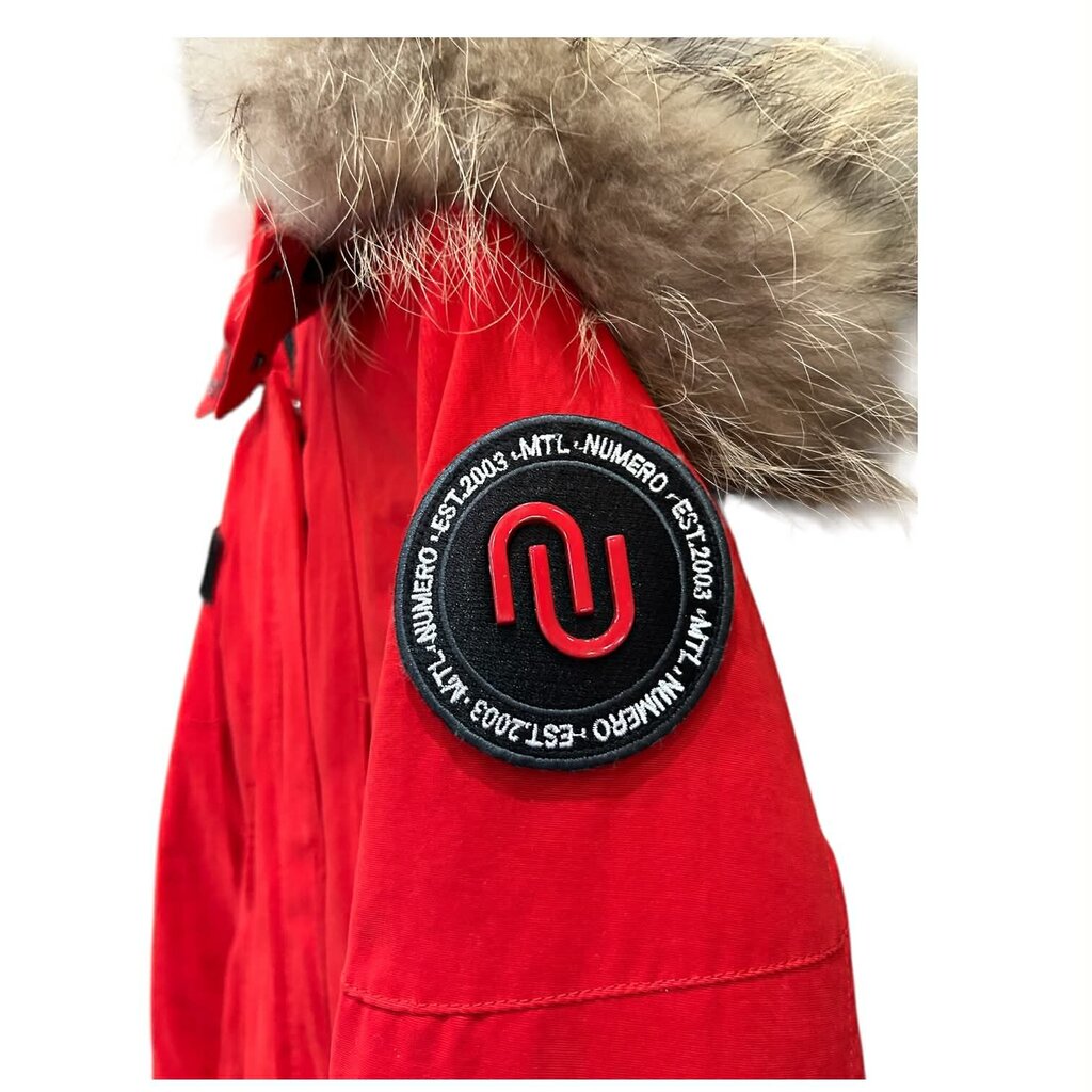 Numero Icon Winter Collection Parka in Red W/ Fur Trimmed Hood - Size Medium