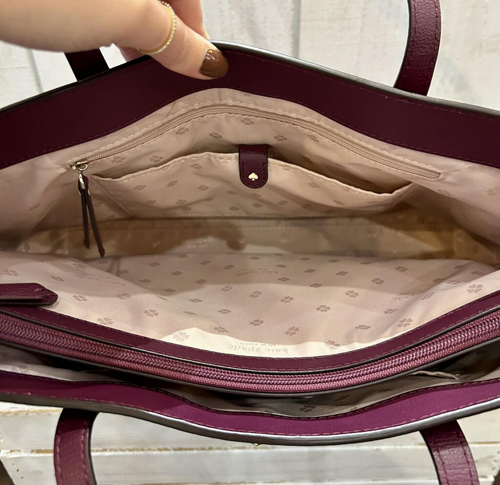 Kate Spade Molly Large Leather Tote in Sangria Burgundy