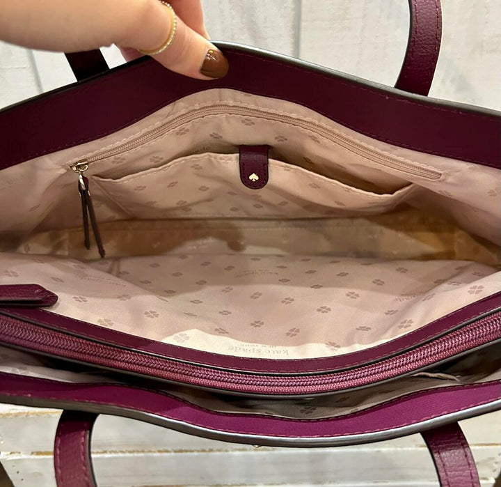 Kate Spade Molly Large Leather Tote in Sangria Burgundy