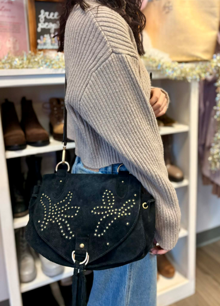 See By Chloe Collins Studded Suede Shoulder Bag (Retails For $484)