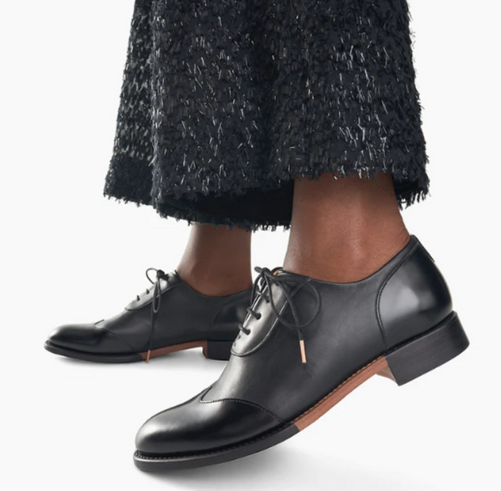 The Office of Angela Scott Mr. Evans Wingtip Oxfords in Black on Black - Size 38.5 (Retails For $595)