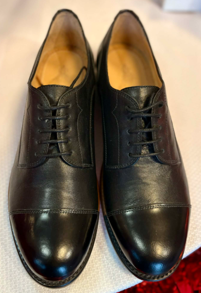 The Office of Angela Scott Mr. Evans Wingtip Oxfords in Black on Black - Size 38.5 (Retails For $595)