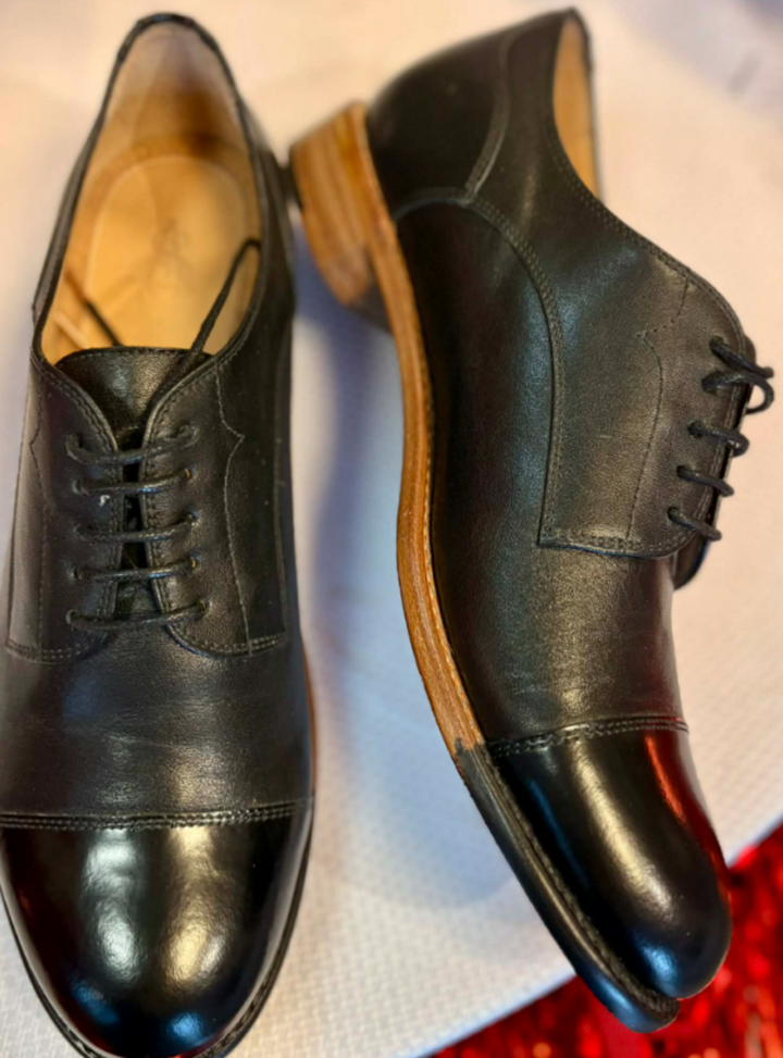 The Office of Angela Scott Mr. Evans Wingtip Oxfords in Black on Black - Size 38.5 (Retails For $595)