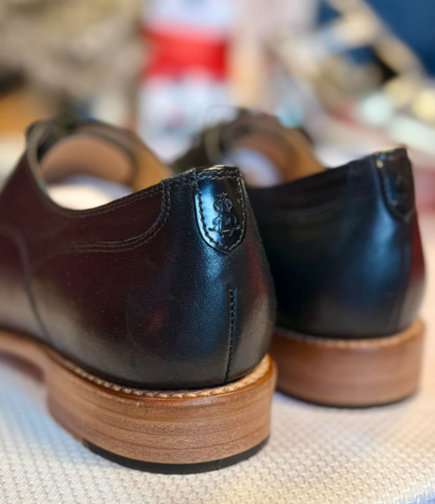 The Office of Angela Scott Mr. Evans Wingtip Oxfords in Black on Black - Size 38.5 (Retails For $595)