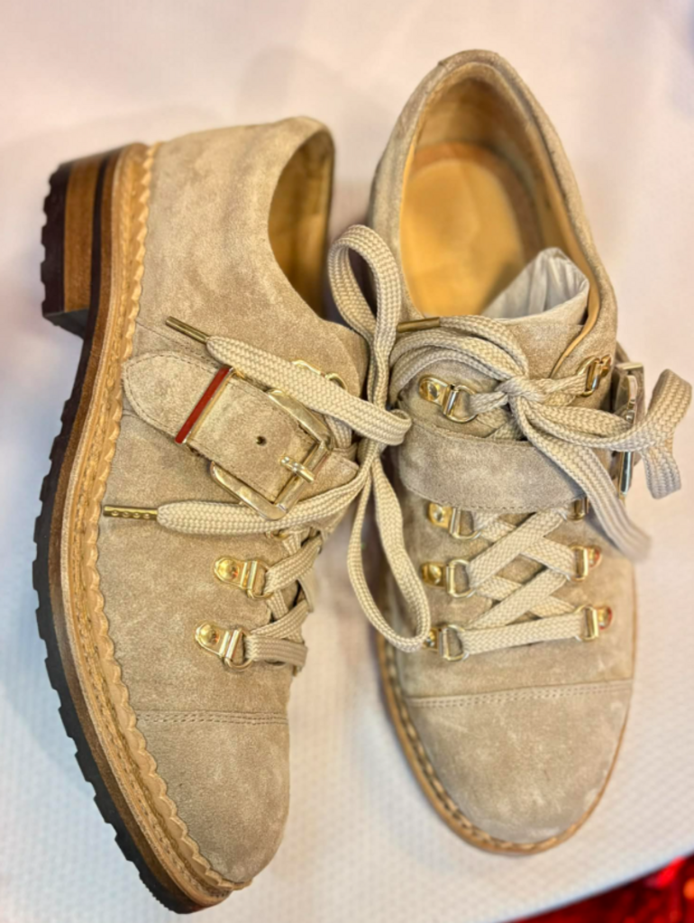 The Office of Angela Scott Mr. Logan Oxford in Tan Suede - Size 38.5 (Retails for $625)