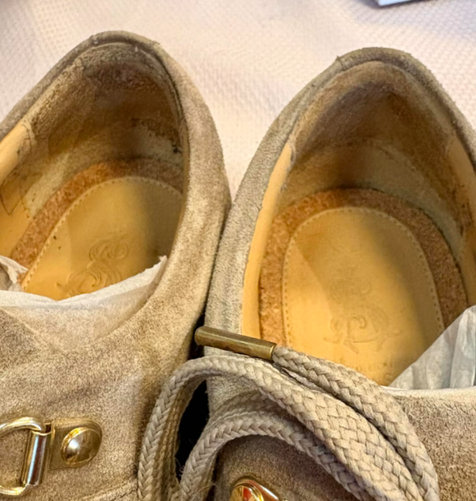 The Office of Angela Scott Mr. Logan Oxford in Tan Suede - Size 38.5 (Retails for $625)