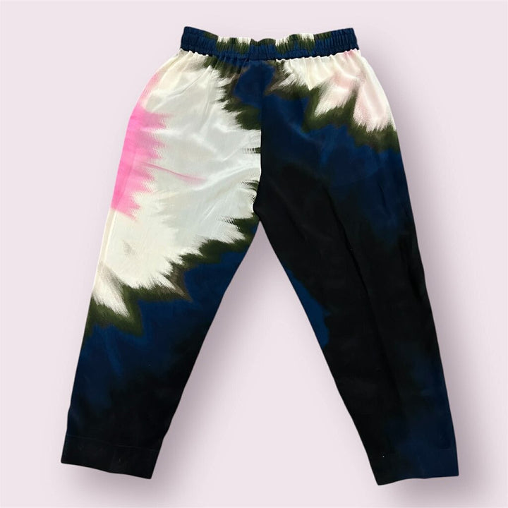 Tucker Julia Pant Ink Tie Dye in Silk Crepe de Chine - Size Large