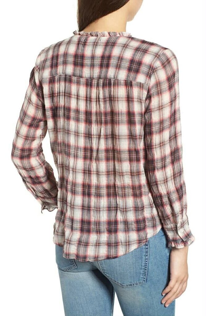 Velvet by Graham & Spencer Plaid Ruffled Button Down - Size Large