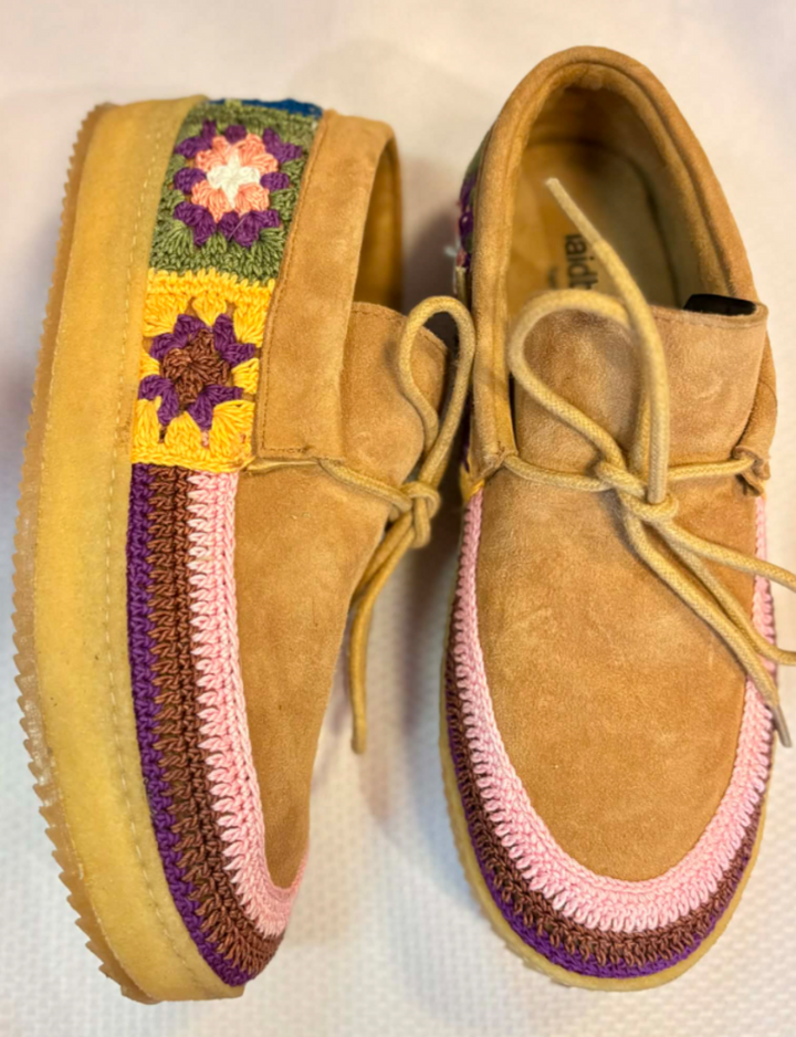 Laidback London Komo Crochet Moccasin Saffron Suede - Size 39 (Retails For $190)
