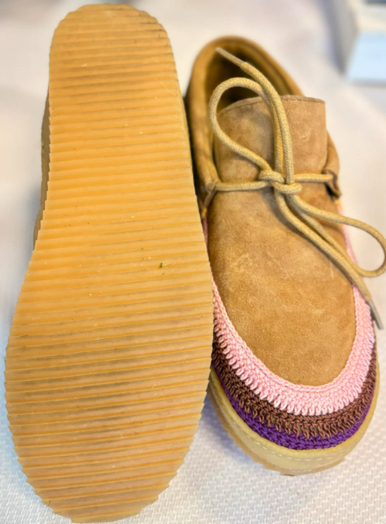 Laidback London Komo Crochet Moccasin Saffron Suede - Size 39 (Retails For $190)