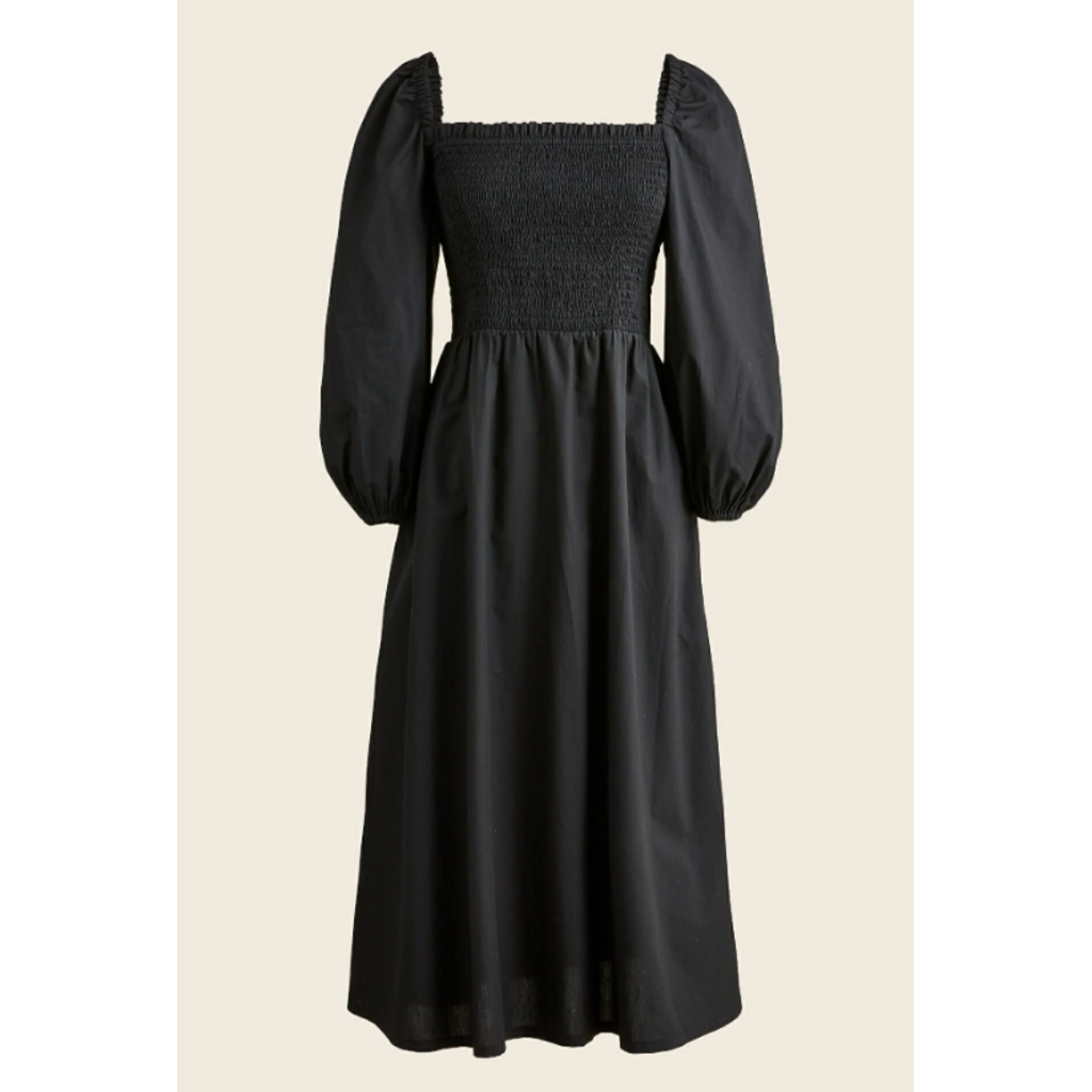 J. Crew Smocked Puff-Sleeve Dress