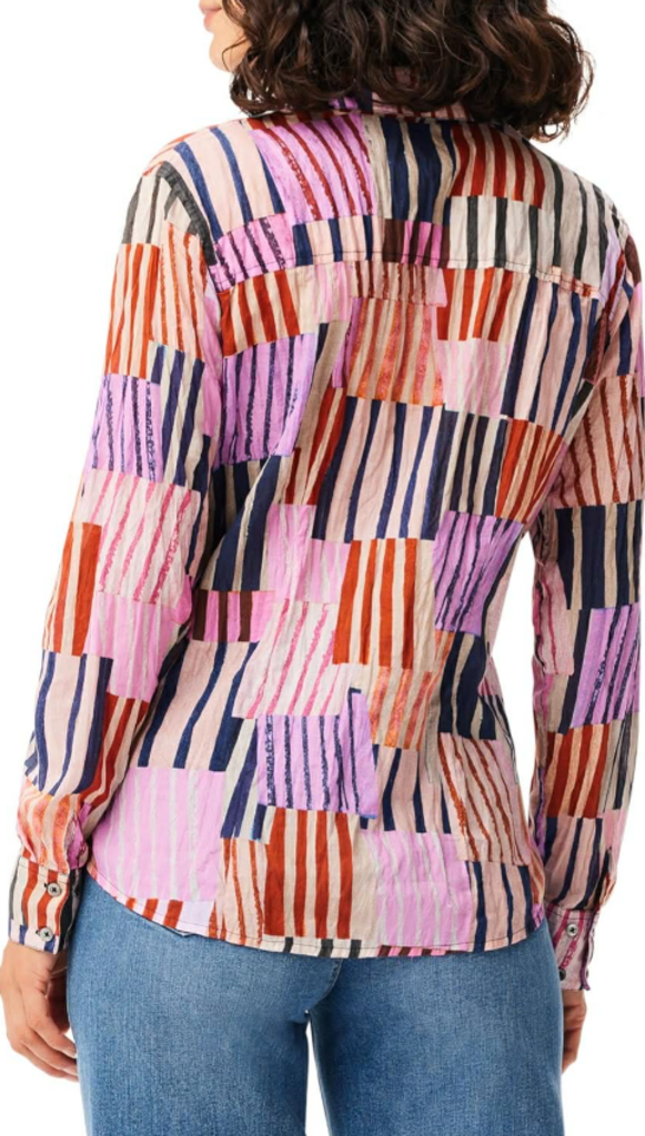 Nic + Zoe Art Block Crinkle Shirt - Size Medium