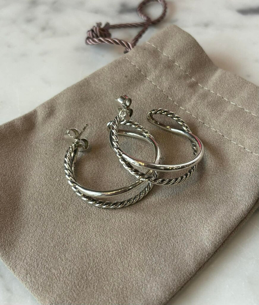 David Yurman Crossover Hoop Earrings (Retails $425)