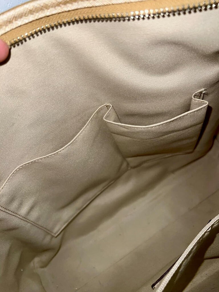 Coach Peyton Saffiano Leather Pocket Tote Shoulder Bag In Metallic Gold