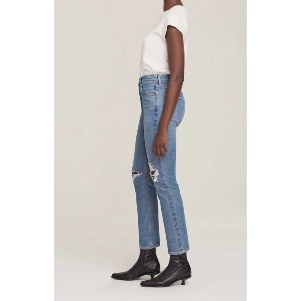 Agolde Riley High-Rise Crop Distressed In Whiplash - Size 31