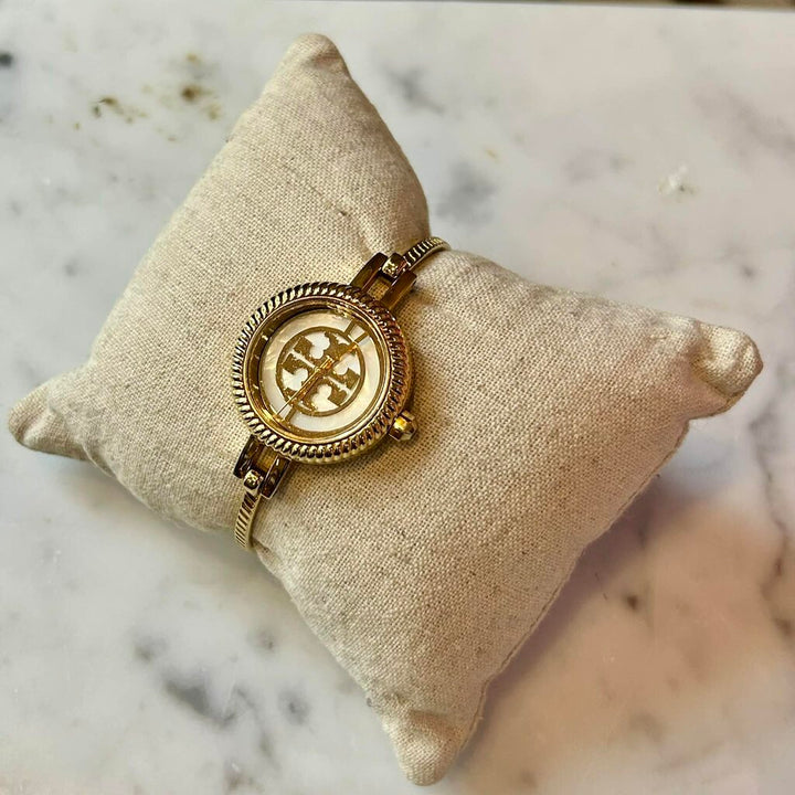 Tory Burch Women's Reva Gold-Tone Stainless Steel Bangle Bracelet Watch 27mm (Retails for $280)