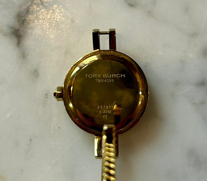 Tory Burch Women's Reva Gold-Tone Stainless Steel Bangle Bracelet Watch 27mm (Retails for $280)