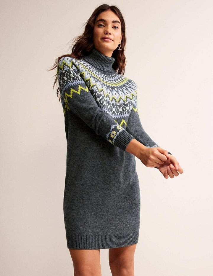 Boden Edith Fari Isle Knitted Dress - Size 14 Long