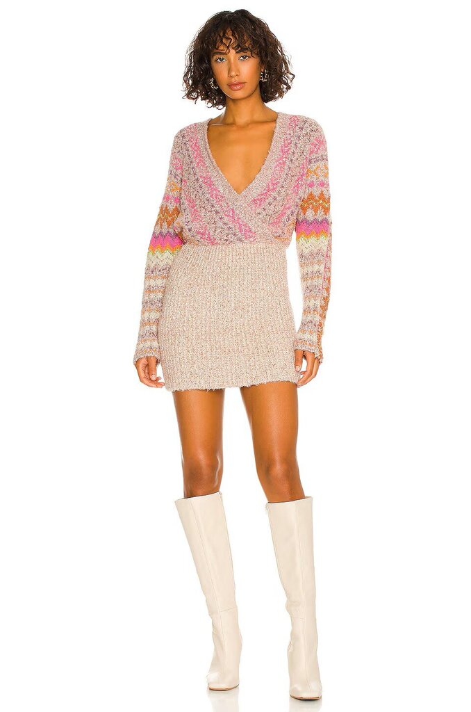 Free People NWT Forever Fairisle Dress in Strawberry Combo - Size Small (Retails for $228)