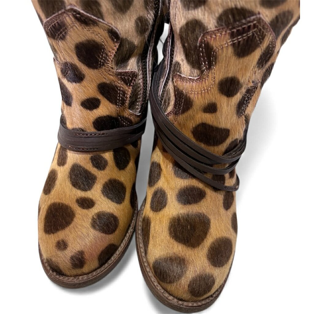 Free Bird Coal Leopard Leather Boots - Size 8