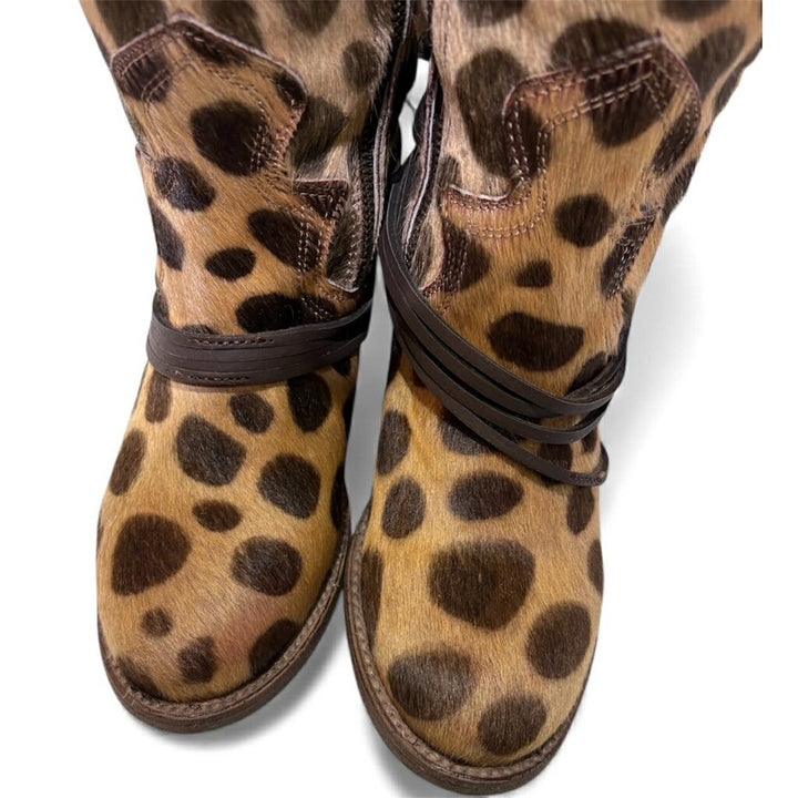 Free Bird Coal Leopard Leather Boots - Size 8