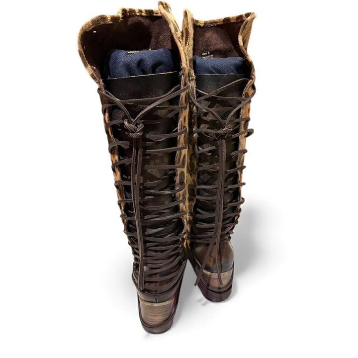 Free Bird Coal Leopard Leather Boots - Size 8