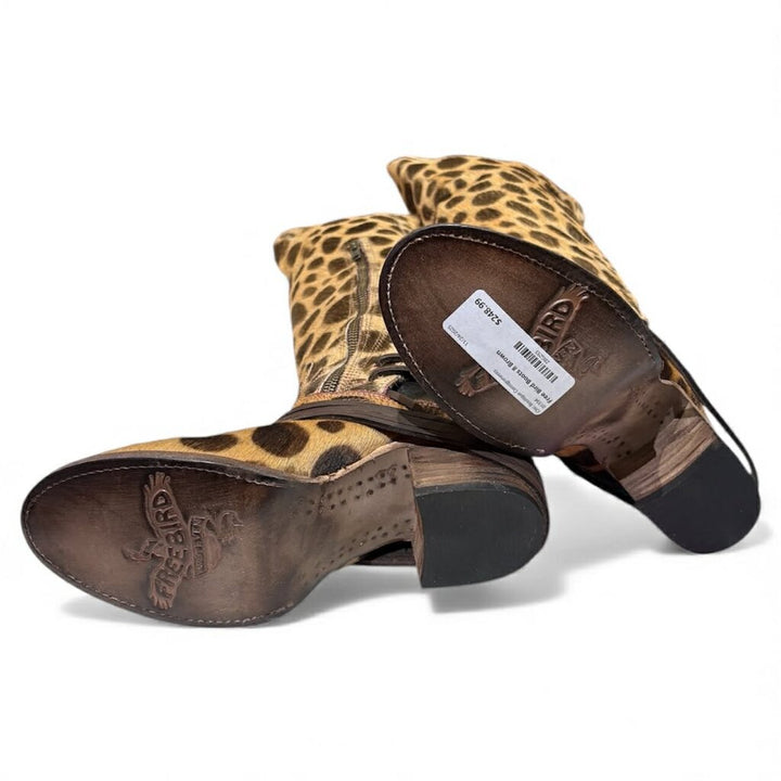 Free Bird Coal Leopard Leather Boots - Size 8