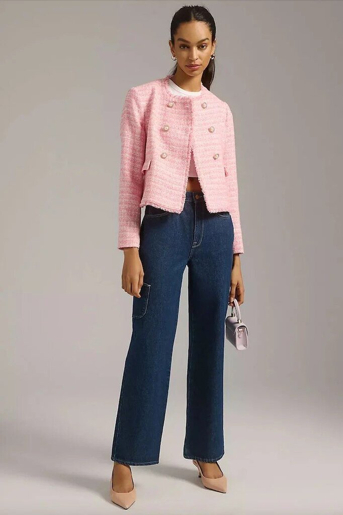 Maeve Double-Breasted Tweed Jacket - Size 4