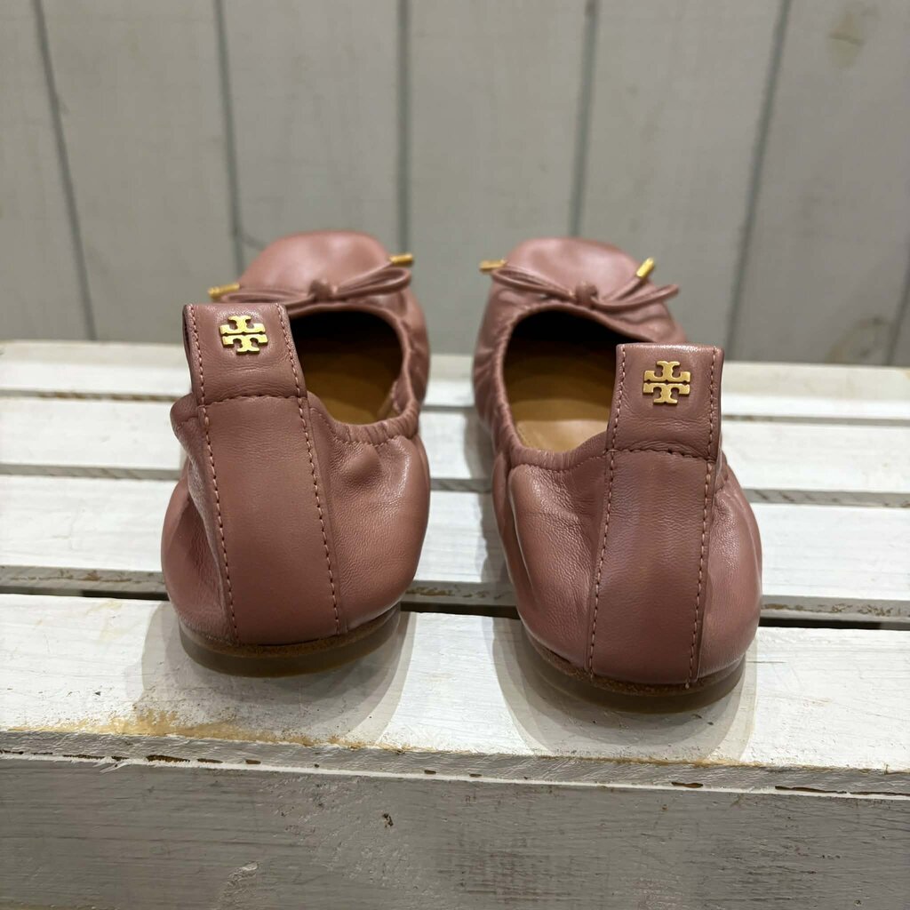 Tory Burch Square Toe Bow Leather Ballet Flats - Size 8.5 (Retails for $248)