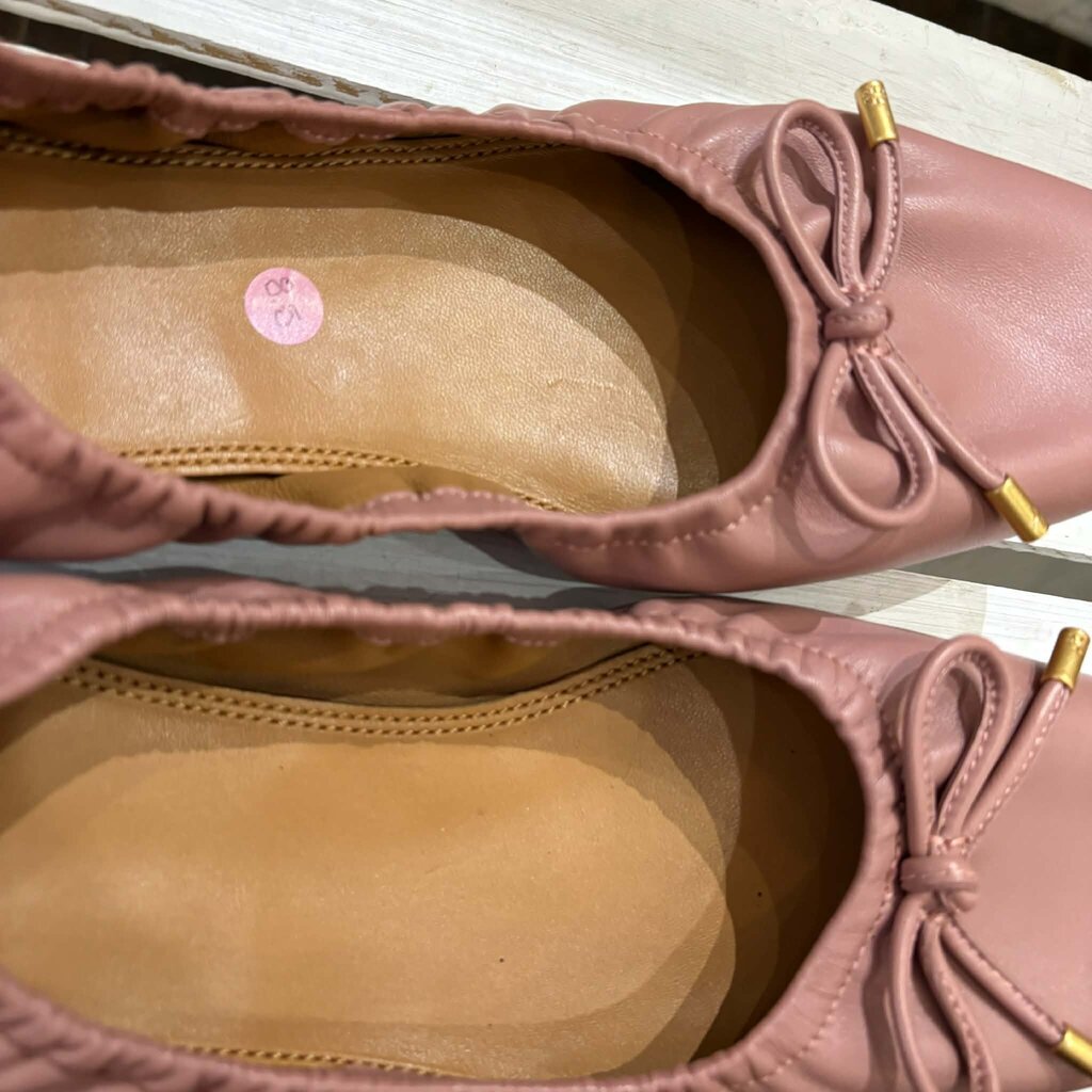 Tory Burch Square Toe Bow Leather Ballet Flats - Size 8.5 (Retails for $248)